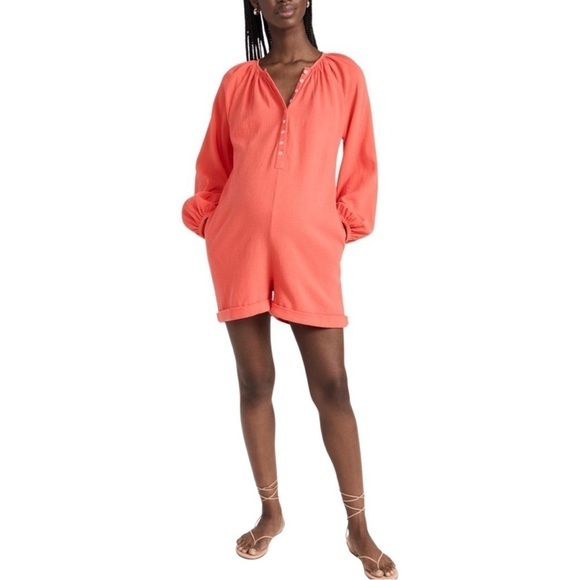 NWT HATCH Long Sleeve Coral Maternity Romper Sz L - Picture 4 of 7